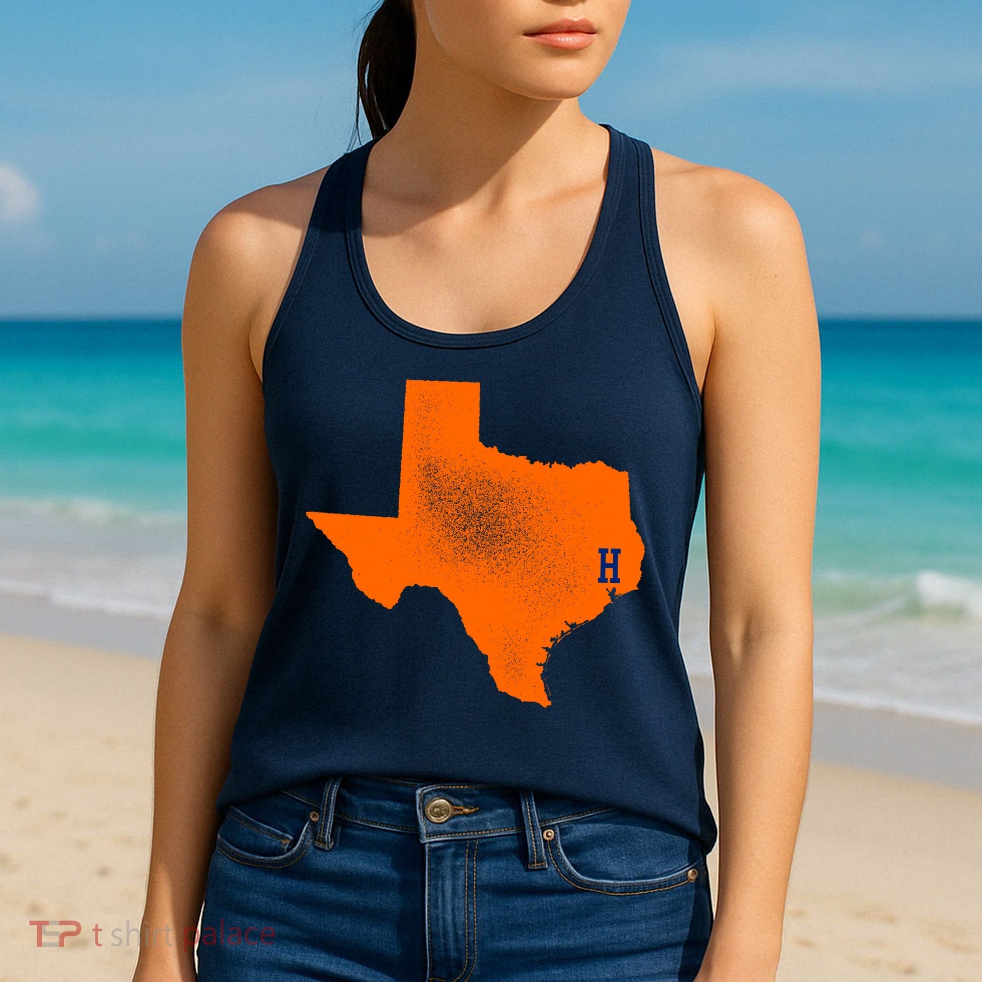 Distressed Houston Texas Baseball Fan Women's Tank Top