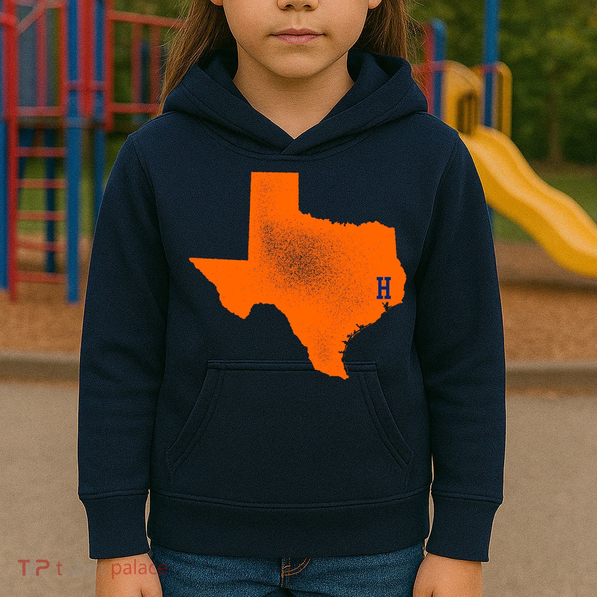 Distressed Houston Texas Baseball Fan Kids Hoodie