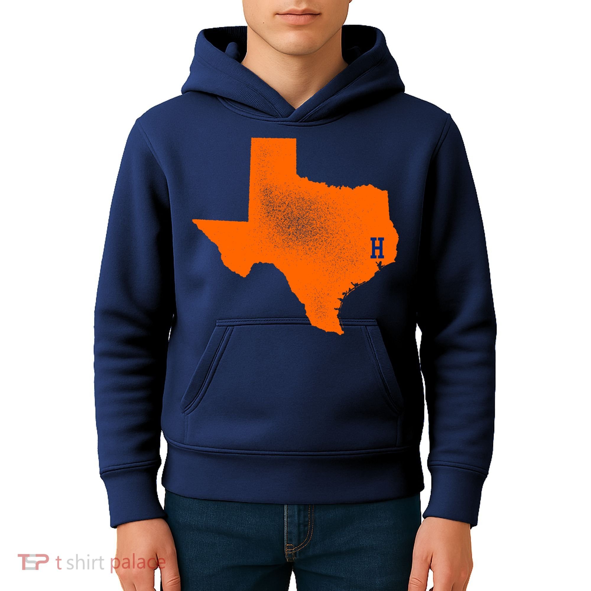 Distressed Houston Texas Baseball Fan Kids Hoodie
