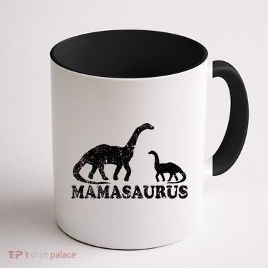 Distressed Mamasaurus Mom Mama Mother Dinosaur Coffee Mug back