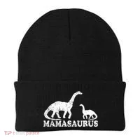 Distressed Mamasaurus Mom Mama Mother Dinosaur Beanie thumb 0
