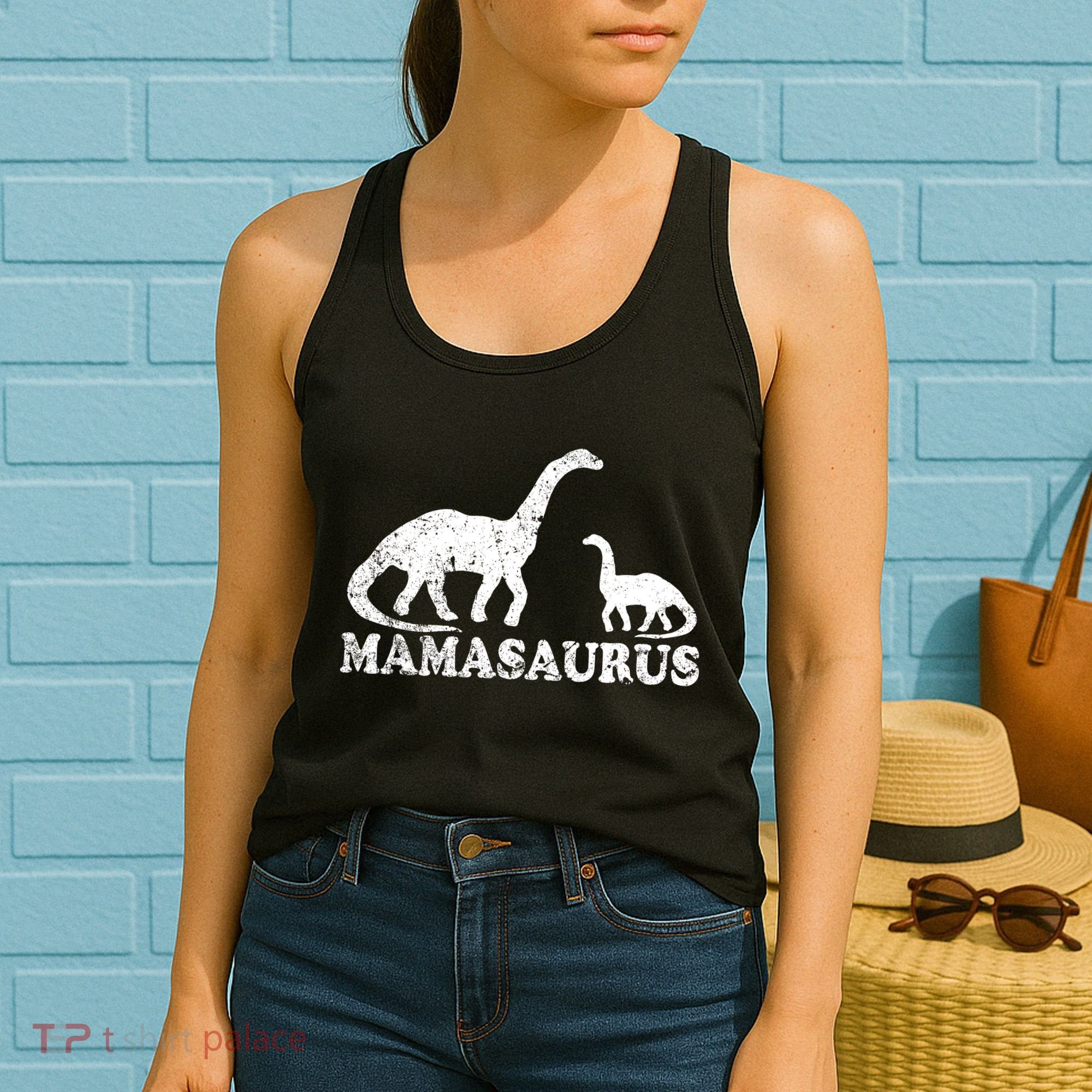 Distressed Mamasaurus Mom Mama Mother Dinosaur Women's Tank Top