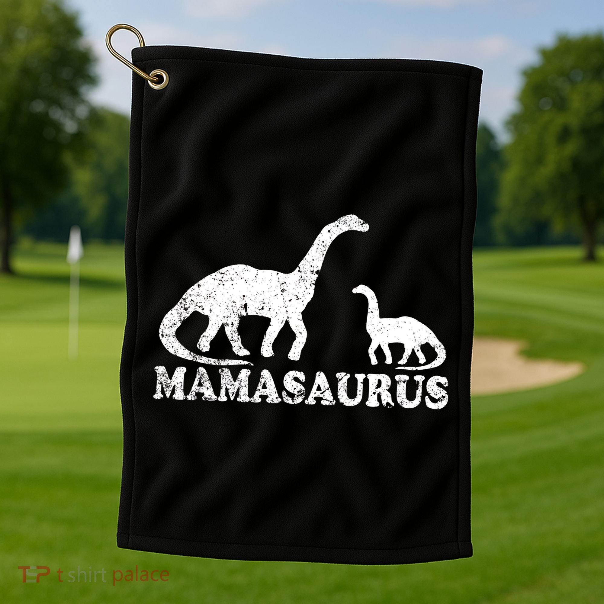Distressed Mamasaurus Mom Mama Mother Dinosaur Golf Towel