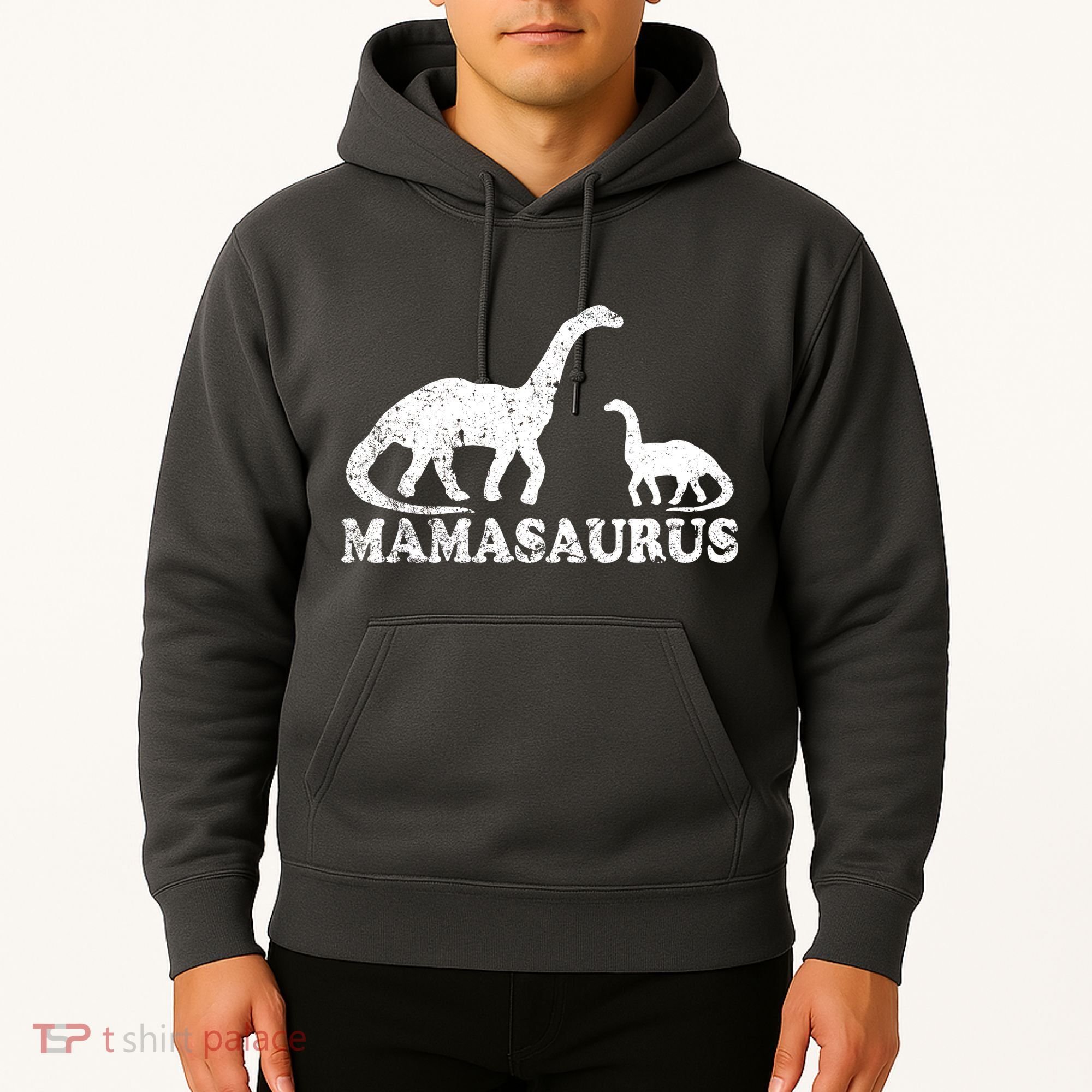 Distressed Mamasaurus Mom Mama Mother Dinosaur Hoodie