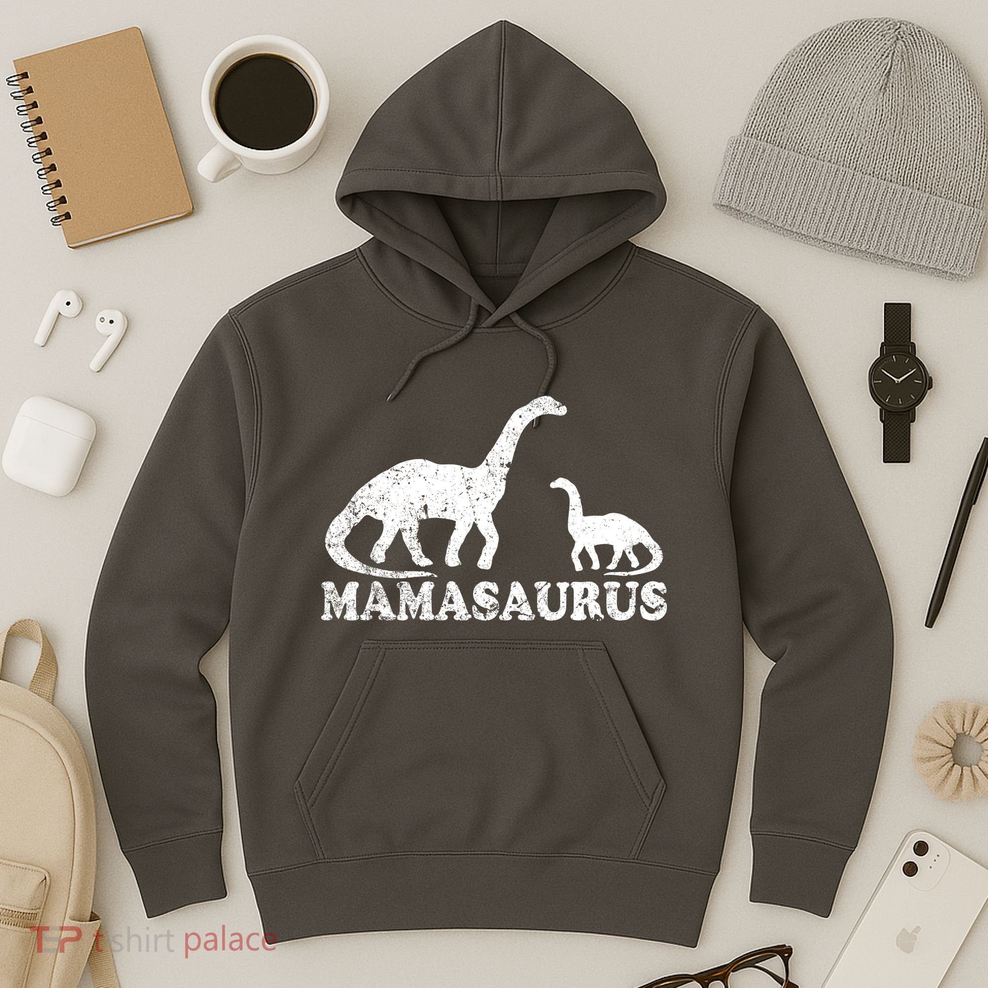 Distressed Mamasaurus Mom Mama Mother Dinosaur Hoodie