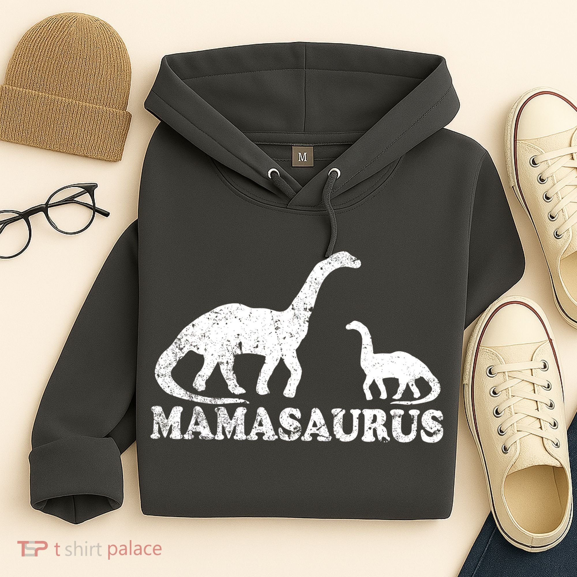 Distressed Mamasaurus Mom Mama Mother Dinosaur Hoodie