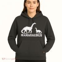 Distressed Mamasaurus Mom Mama Mother Dinosaur Hoodie thumb 5
