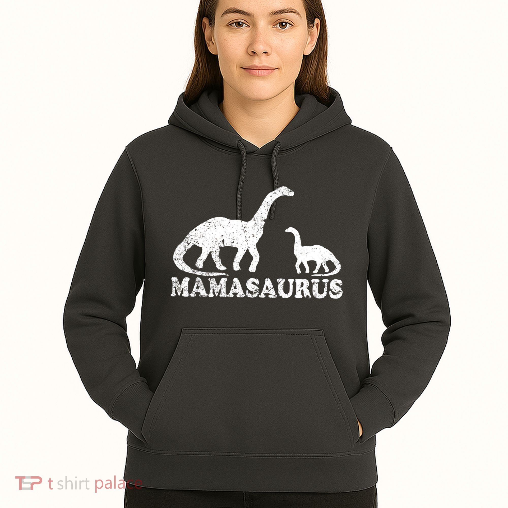 Distressed Mamasaurus Mom Mama Mother Dinosaur Hoodie
