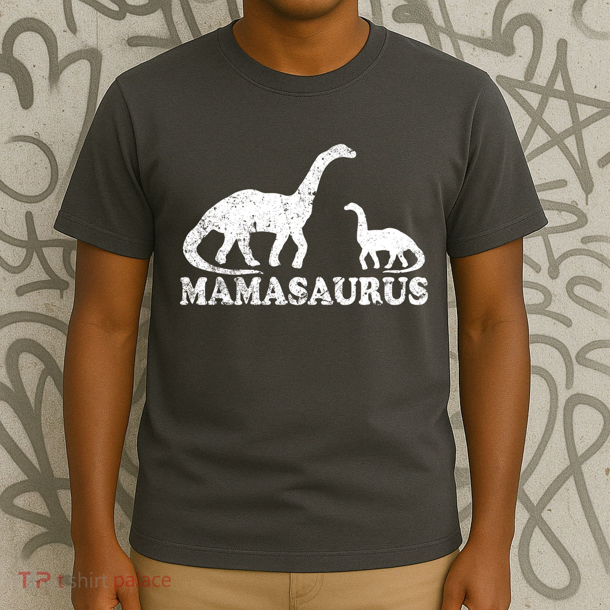 Distressed Mamasaurus Mom Mama Mother Dinosaur T-Shirt
