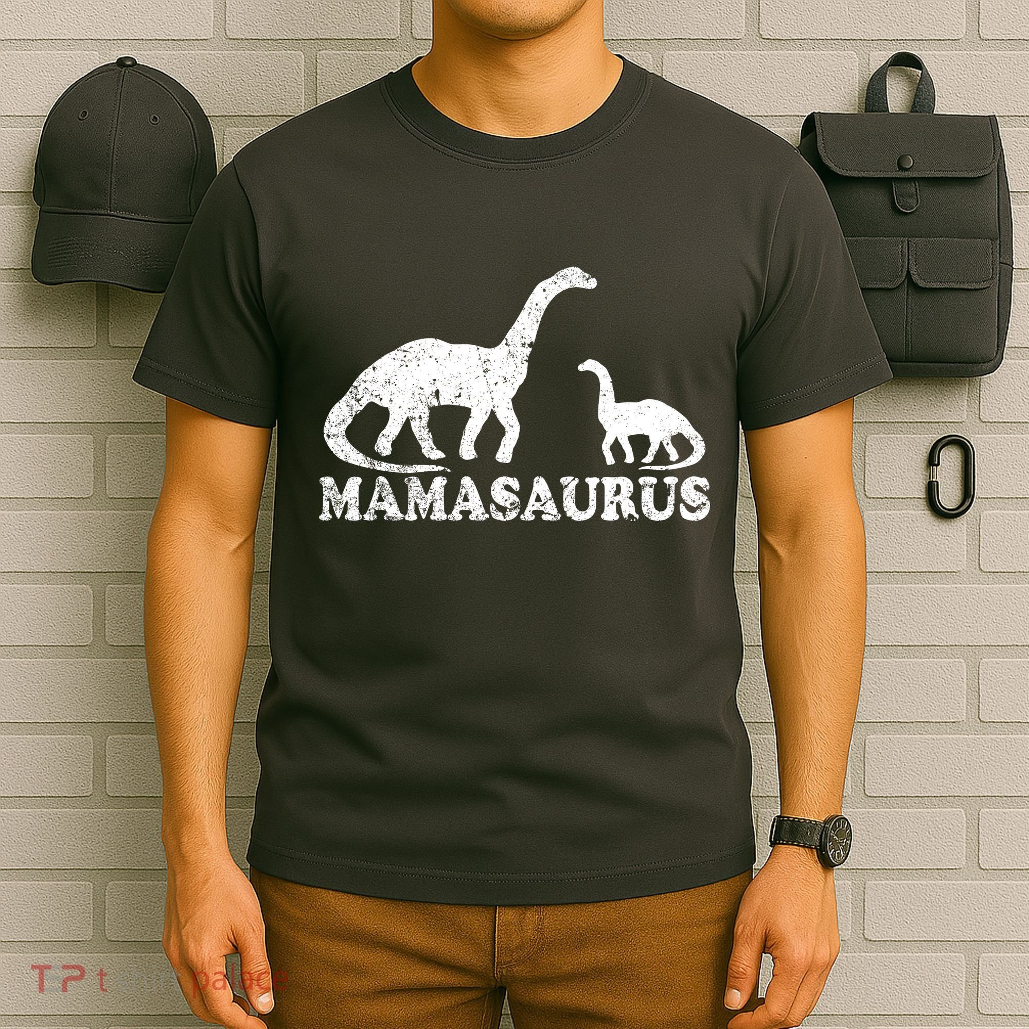 Distressed Mamasaurus Mom Mama Mother Dinosaur T-Shirt