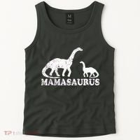 Distressed Mamasaurus Mom Mama Mother Dinosaur Tank Top thumb 2