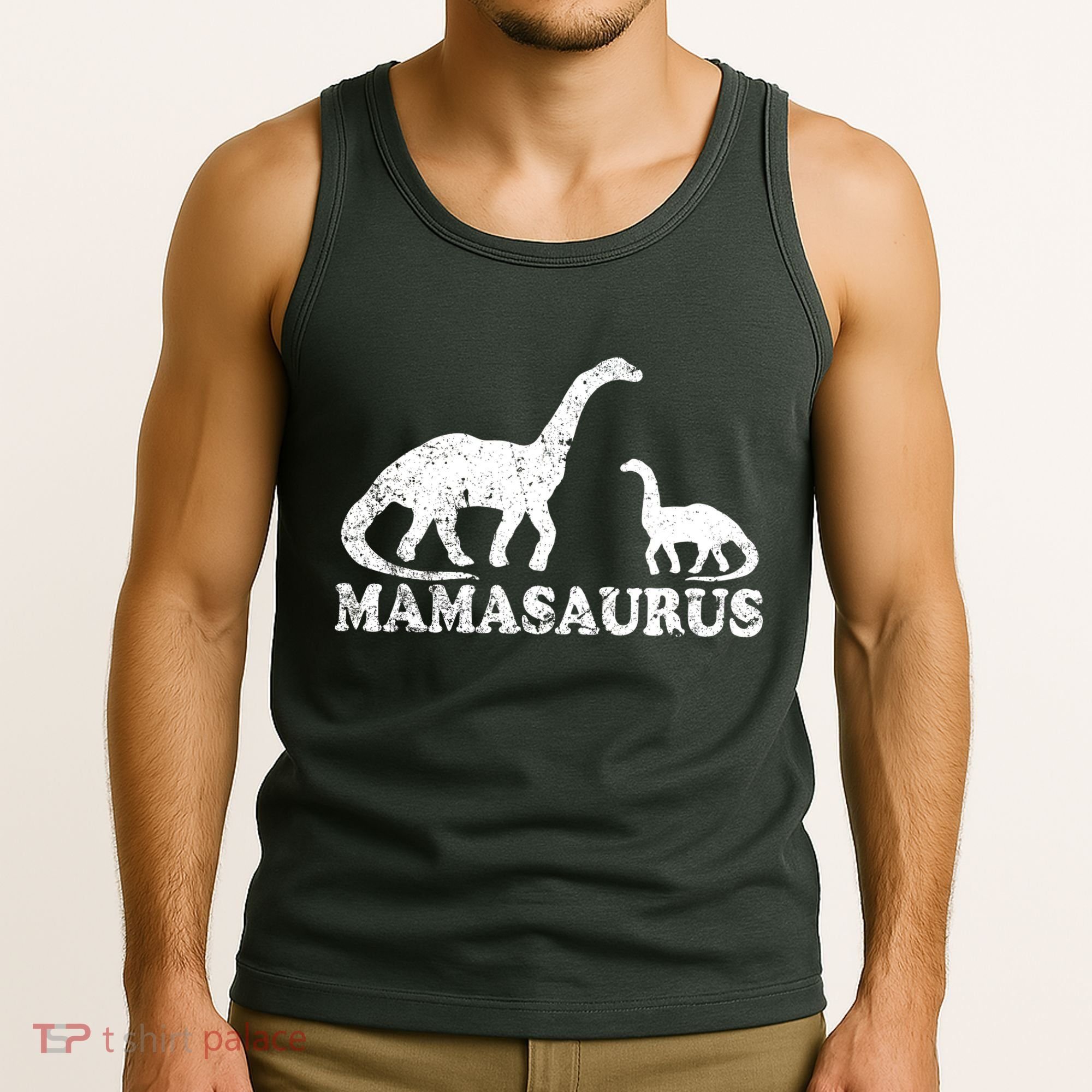 Distressed Mamasaurus Mom Mama Mother Dinosaur Tank Top