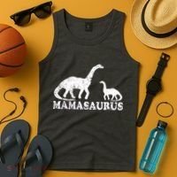 Distressed Mamasaurus Mom Mama Mother Dinosaur Tank Top thumb 4