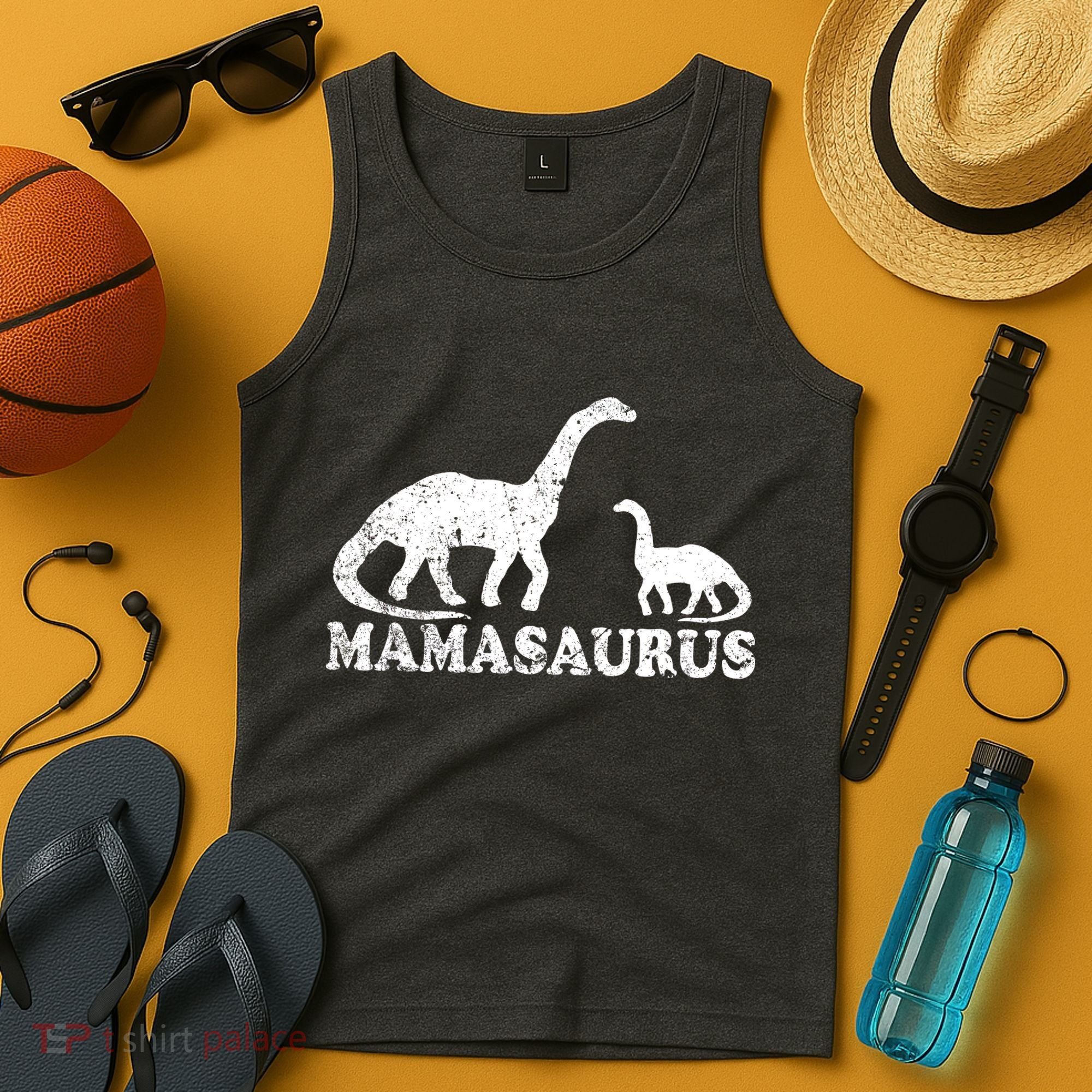 Distressed Mamasaurus Mom Mama Mother Dinosaur Tank Top