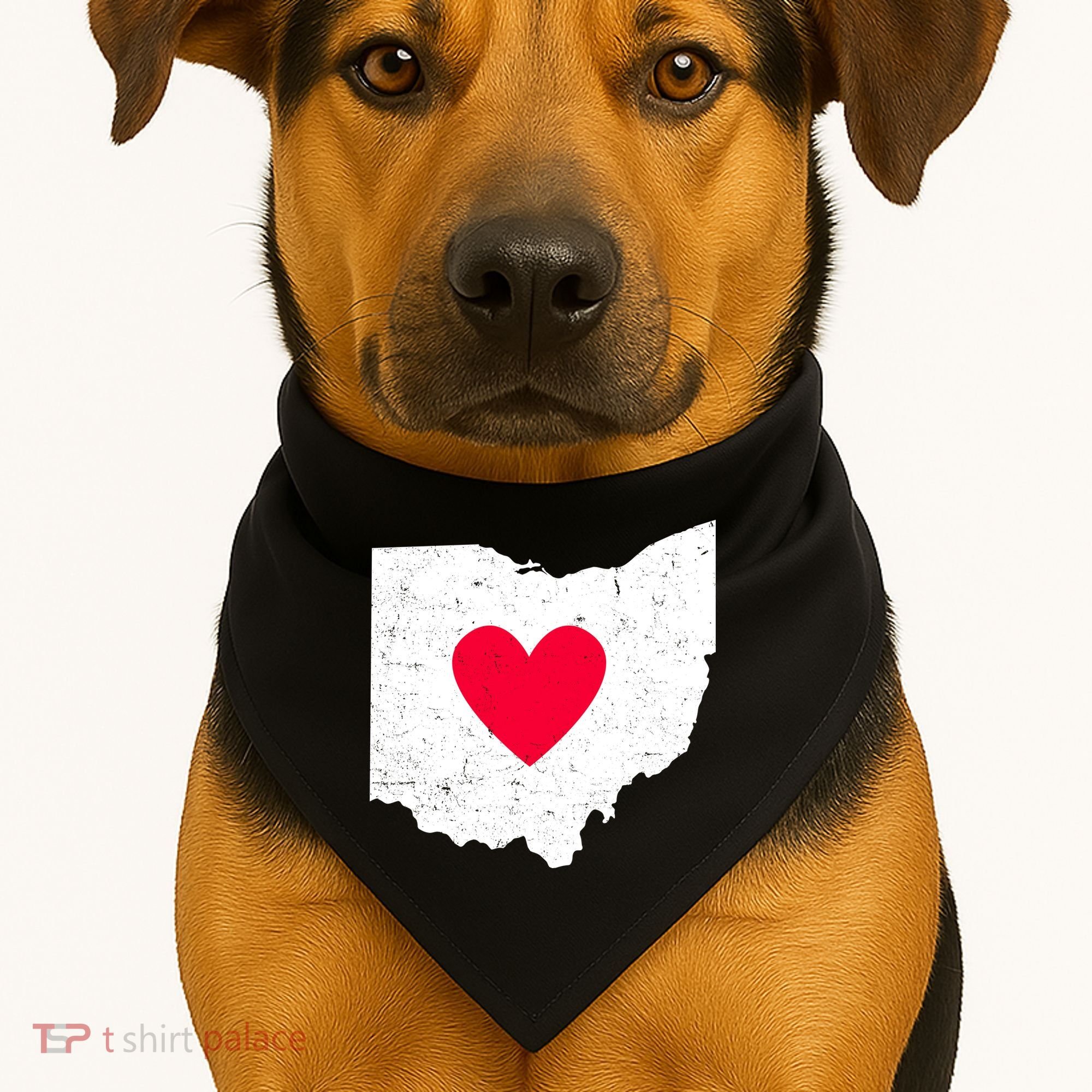 Distressed Ohio State Love USA-Made Doggie Bandana
