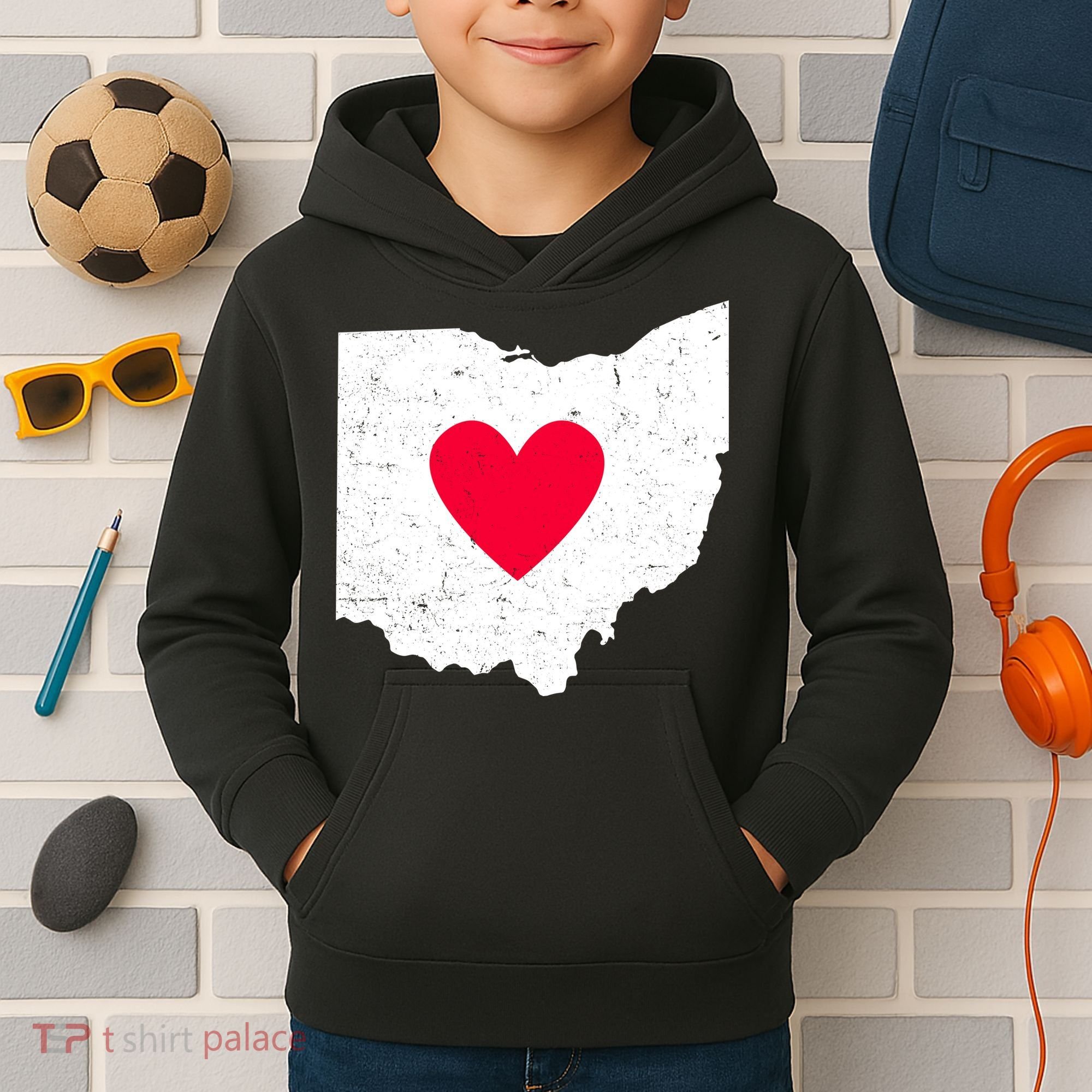 Distressed Ohio State Love Kids Hoodie