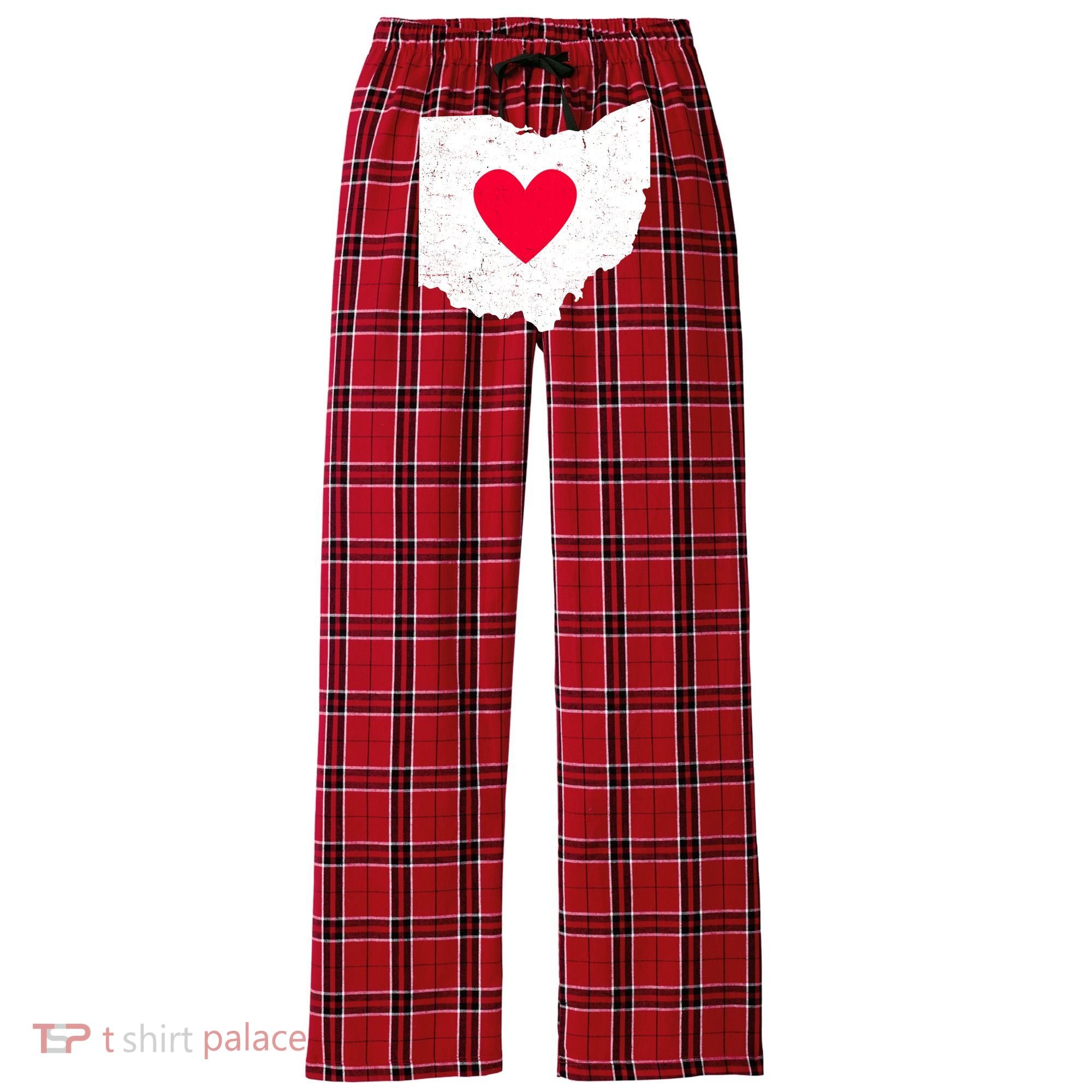 Distressed Ohio State Love Women's Flannel Plaid Pajama Pants