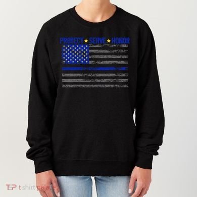 Distressed Police Blue Striped Flag Women's Sweatshirt