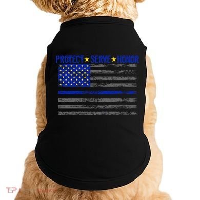 Distressed Police Blue Striped Flag Doggie Tank