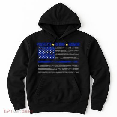 Distressed Police Blue Striped Flag Hoodie