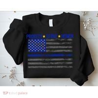 Distressed Police Blue Striped Flag Sweatshirt thumb 2