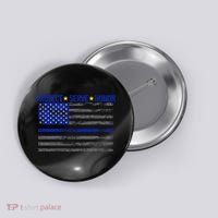 Distressed Police Blue Striped Flag Button thumb 0