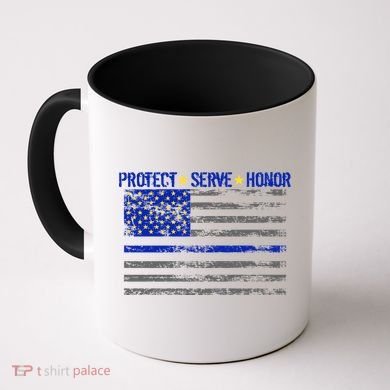 Distressed Police Blue Striped Flag Coffee Mug