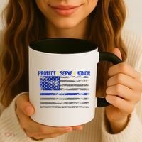 Distressed Police Blue Striped Flag Coffee Mug thumb 3