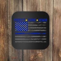 Distressed Police Blue Striped Flag Coaster thumb 0