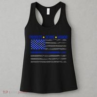 Distressed Police Blue Striped Flag Women's Tank Top thumb 3