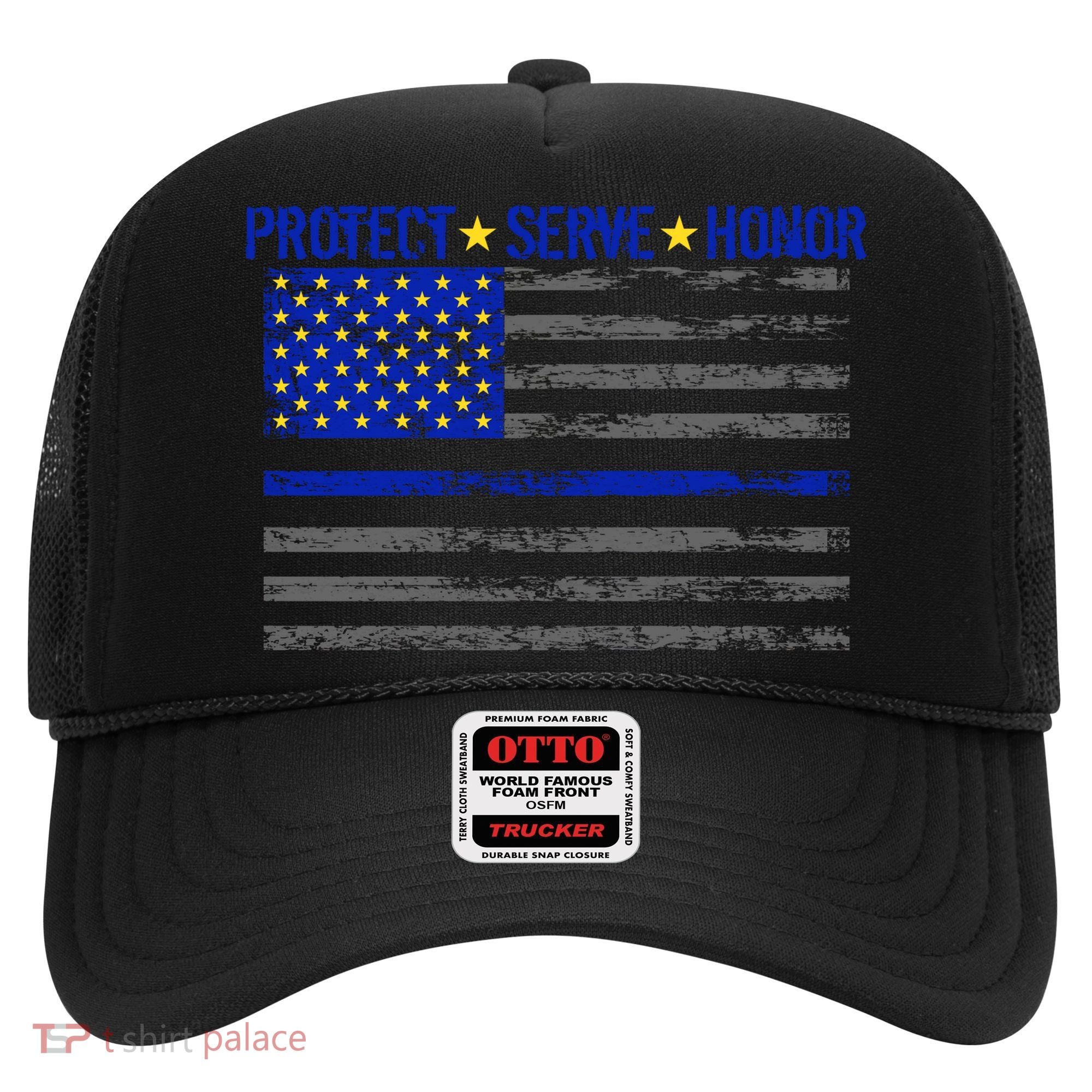 Distressed Police Blue Striped Flag Hat