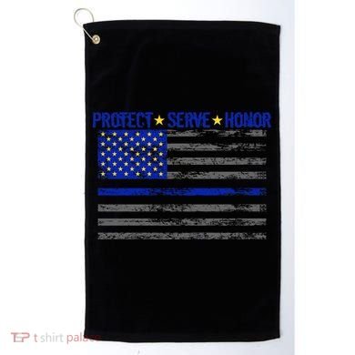 Distressed Police Blue Striped Flag Golf Towel
