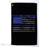 Distressed Police Blue Striped Flag Golf Towel thumb 0