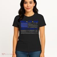 Distressed Police Blue Striped Flag Women's T-Shirt thumb 4