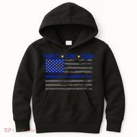Distressed Police Blue Striped Flag Kids Hoodie thumb 0