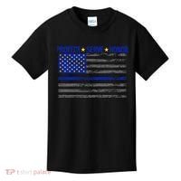 Distressed Police Blue Striped Flag Kids T-Shirt thumb 0