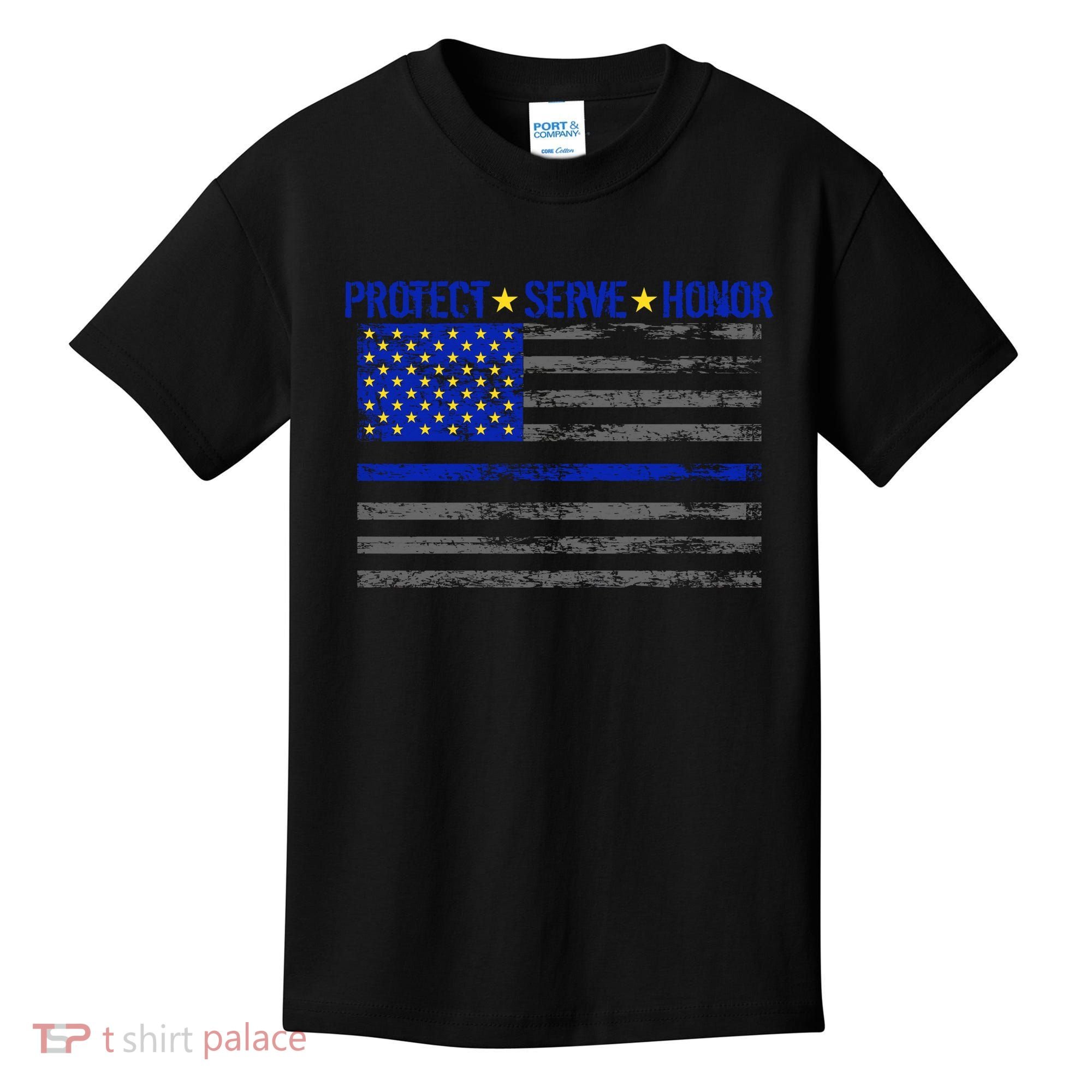 Distressed Police Blue Striped Flag Kids T-Shirt