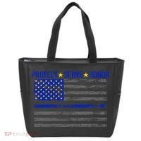 Distressed Police Blue Striped Flag Tote Bag thumb 0