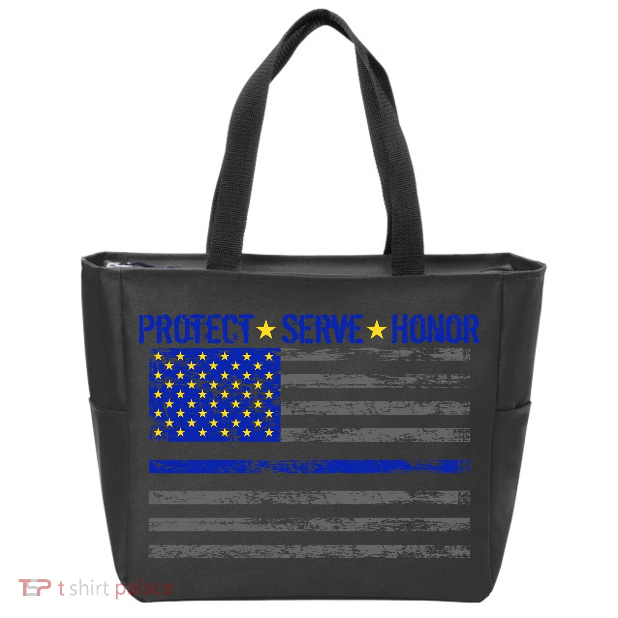 Distressed Police Blue Striped Flag Tote Bag