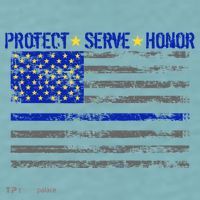 Distressed Police Blue Striped Flag Sueded Cloud Jersey T-Shirt thumb 2