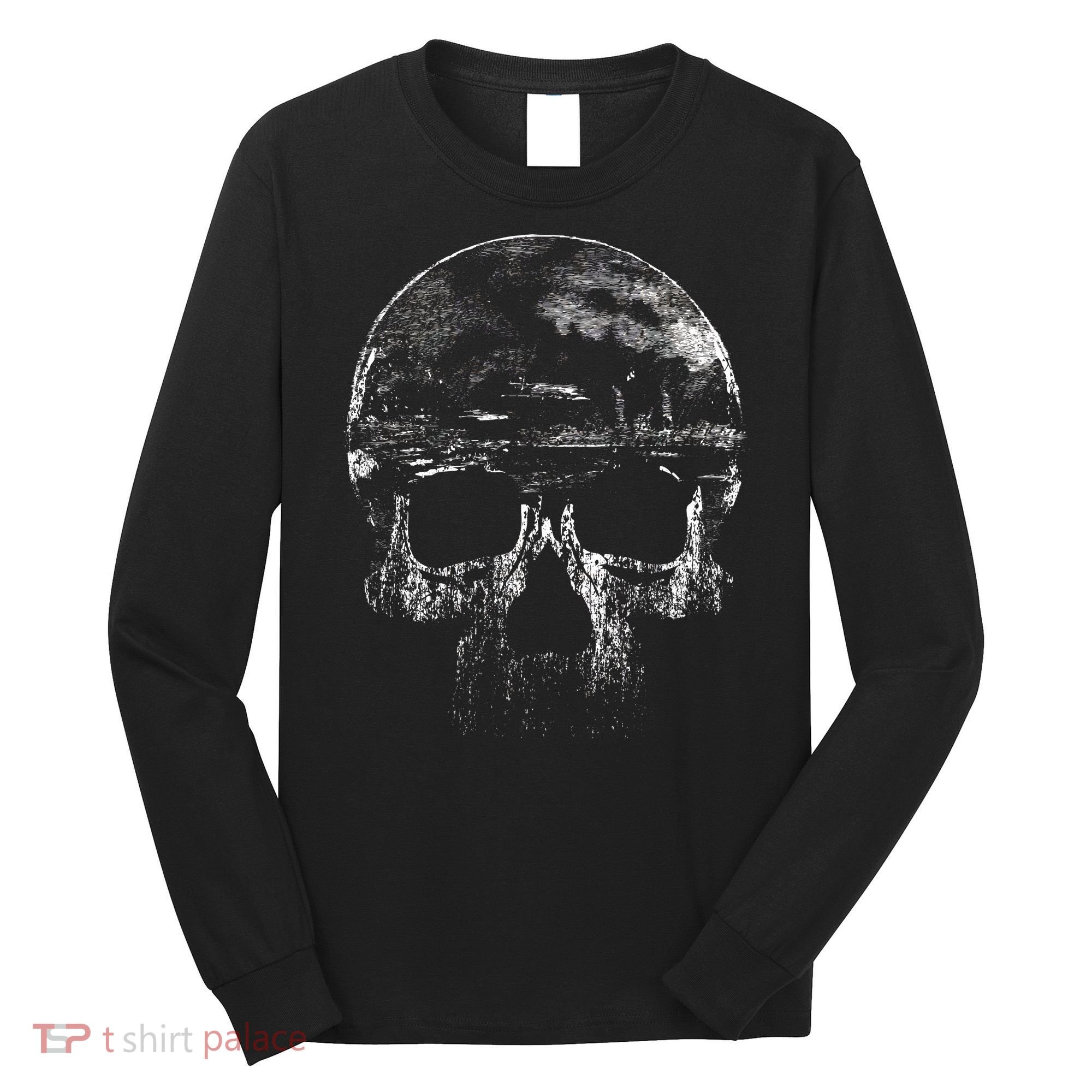 Distressed Skull Graphic Long Sleeve Shirt