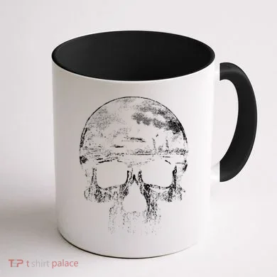 Distressed Skull Graphic Coffee Mug back