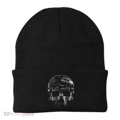Distressed Skull Graphic Beanie