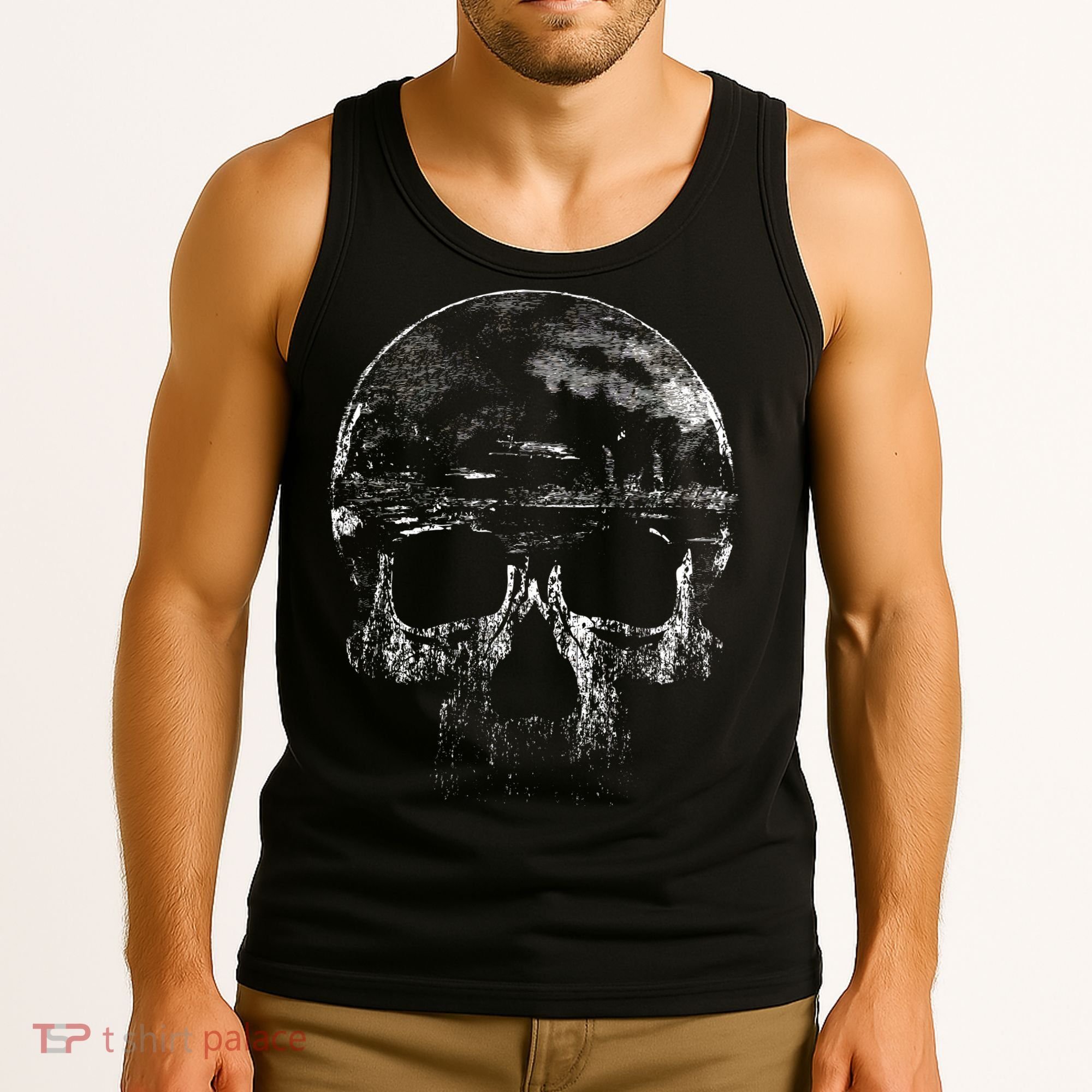 Distressed Skull Graphic Tank Top