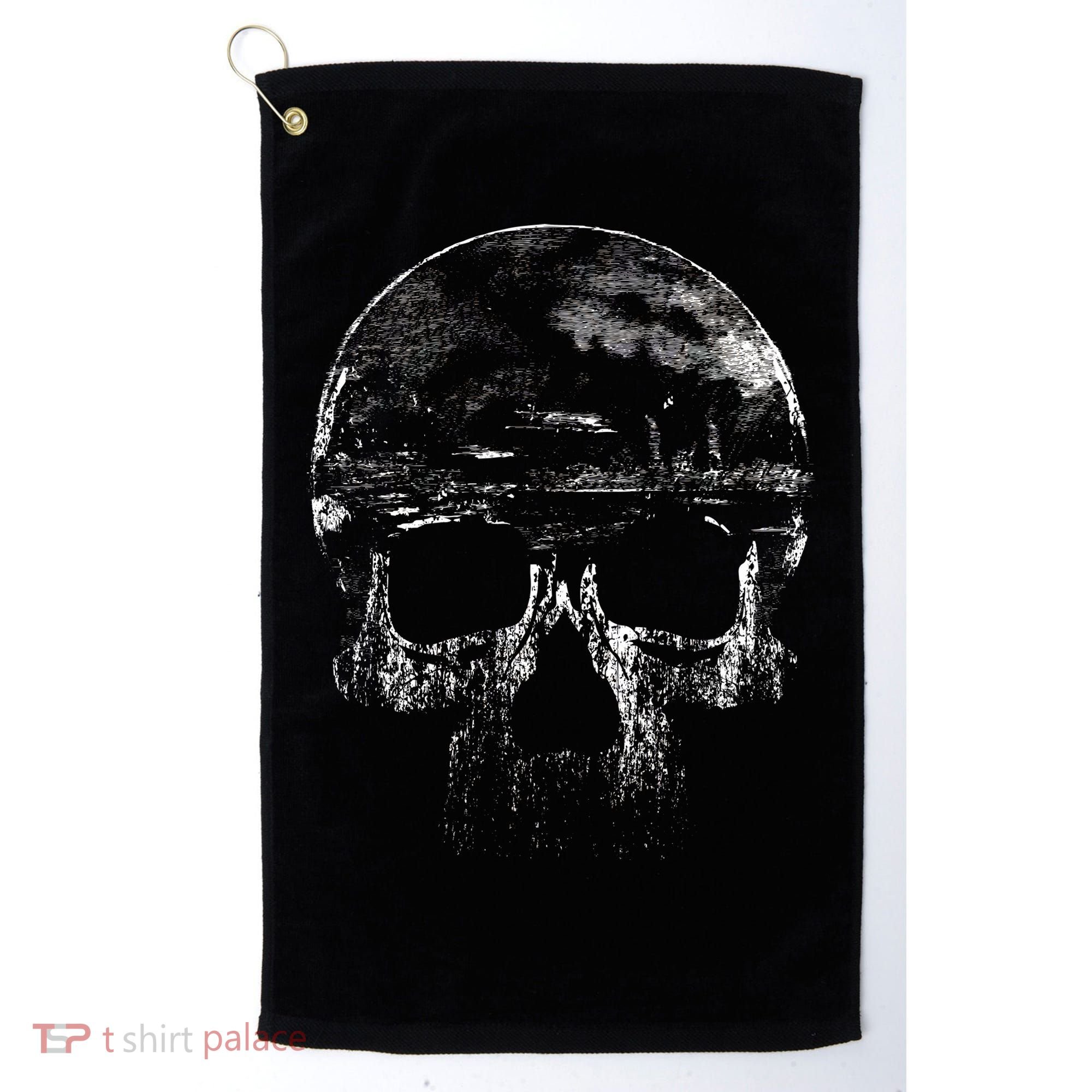 Distressed Skull Graphic Golf Towel