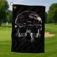 Distressed Skull Graphic Golf Towel thumb 1