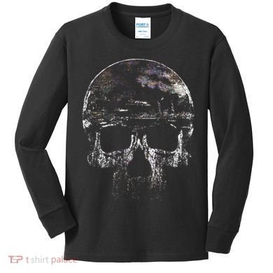Distressed Skull Graphic Kids Long Sleeve Shirt