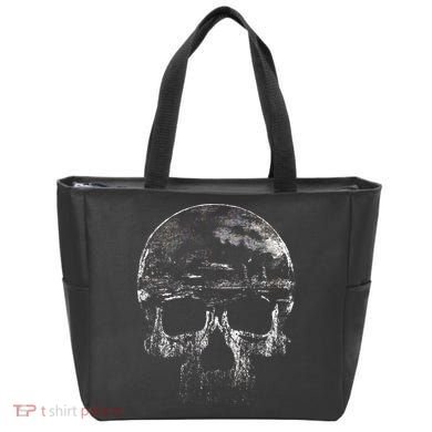 Distressed Skull Graphic Tote Bag