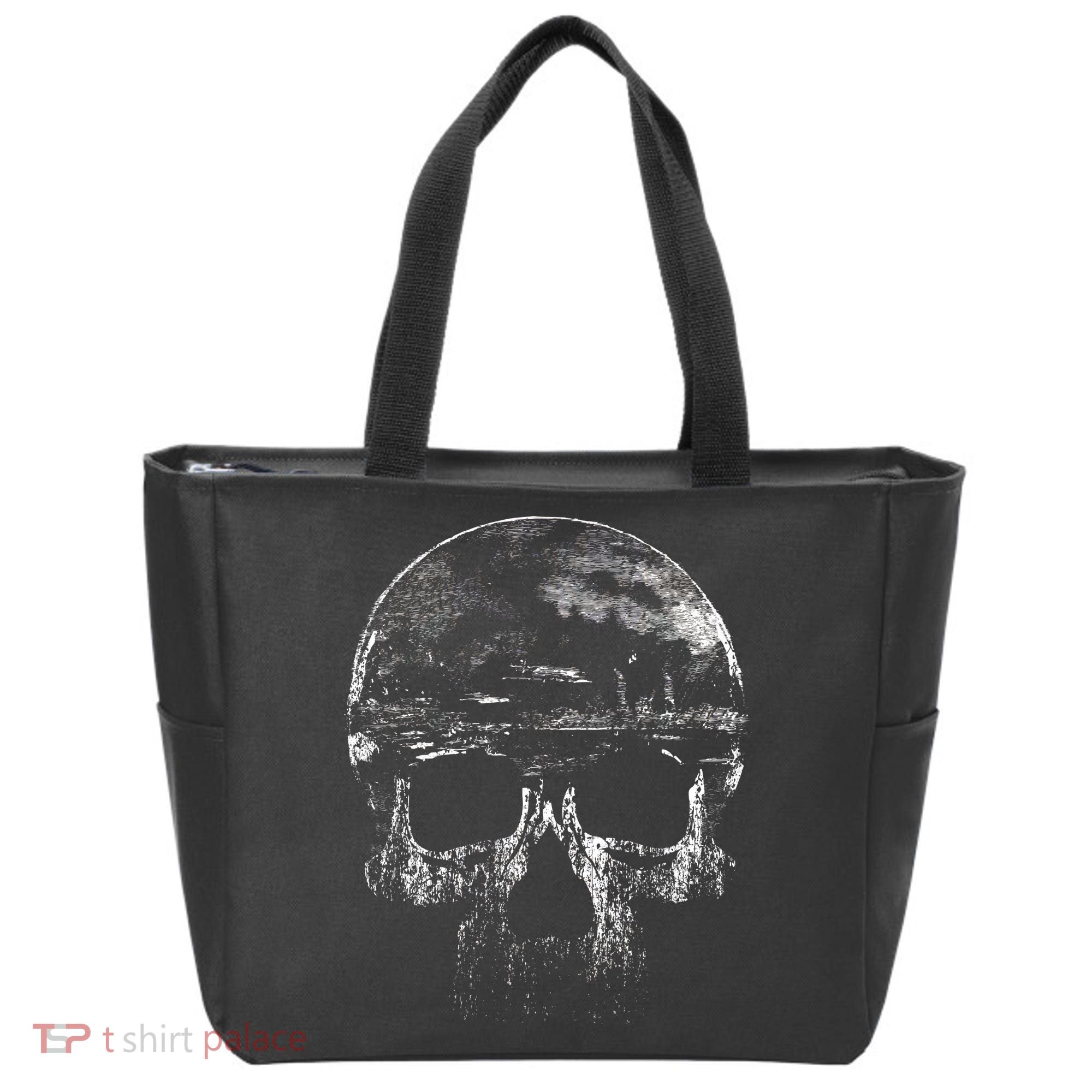Distressed Skull Graphic Tote Bag