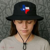 Distressed Texas State Map Flag Bucket Hat thumb 3